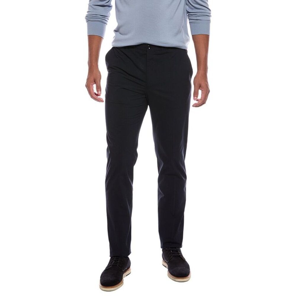 Slowear Mens  Regular Fit Flat Front Pant, Navy
